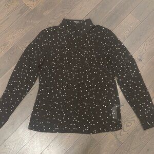 Nasty Gal Black Sheer Star Buttondown sz 4